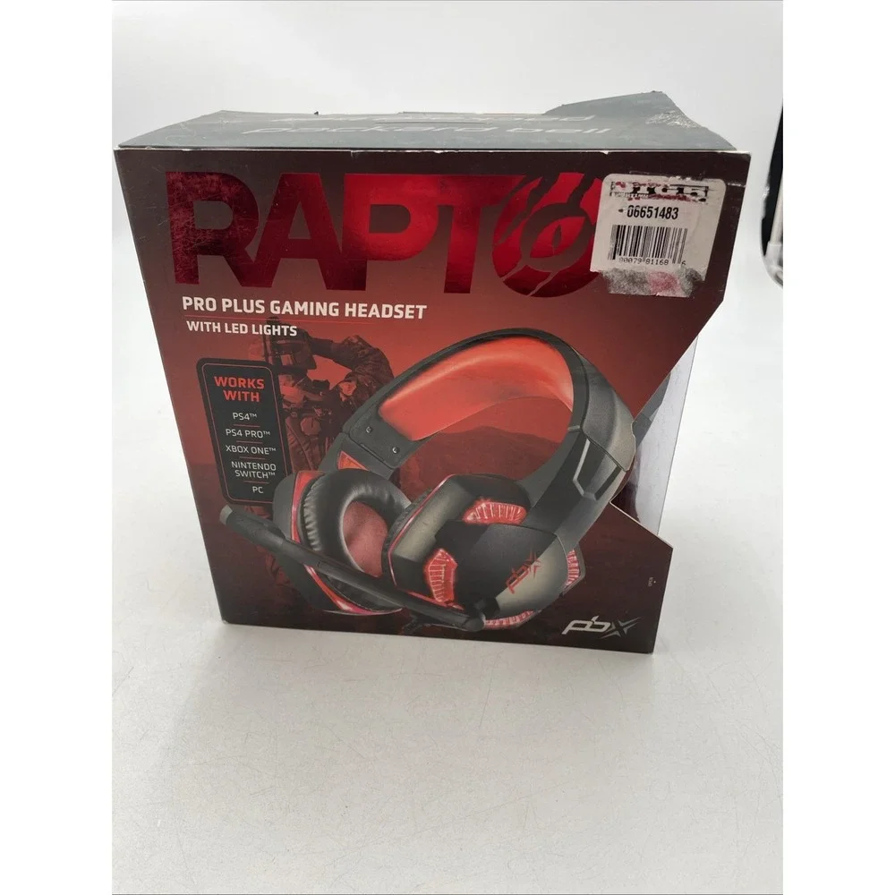 RAPTOR PBGH6RD Pro Plus Gaming Headset with LED Lights (O15610-1 R) OPEN BOX